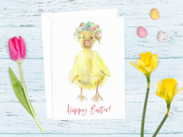 Happy Easter Duck! or no text, blank greeting card, funny easter card, easter card for kids, shark card, shark easter card, shark art