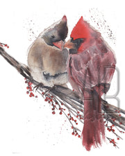 Watercolor Cardinals 8x10 & 5x7 Print, art print, wall art, home decor, bird art, couples art,