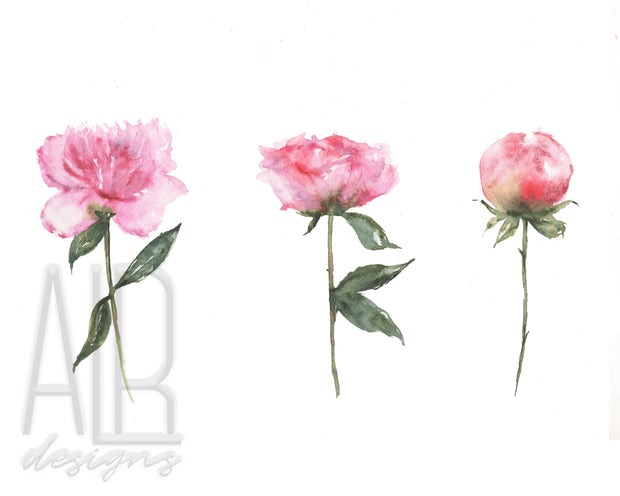 Watercolor Pink Peonies 8x10 & 5x7 Print, art print, wall art, home decor, floral art, flower paintings