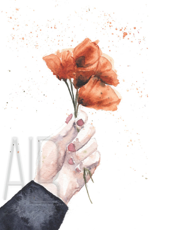 Watercolor Poppies Bouquet  8x10 & 5x7 Print, art print, wall art, home decor, floral wall art, watercolor flower art