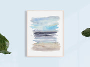 Watercolor Blue Seascape 1 8x10 & 5x7 Print, art print, wall art, home decor, beach art, coastal art