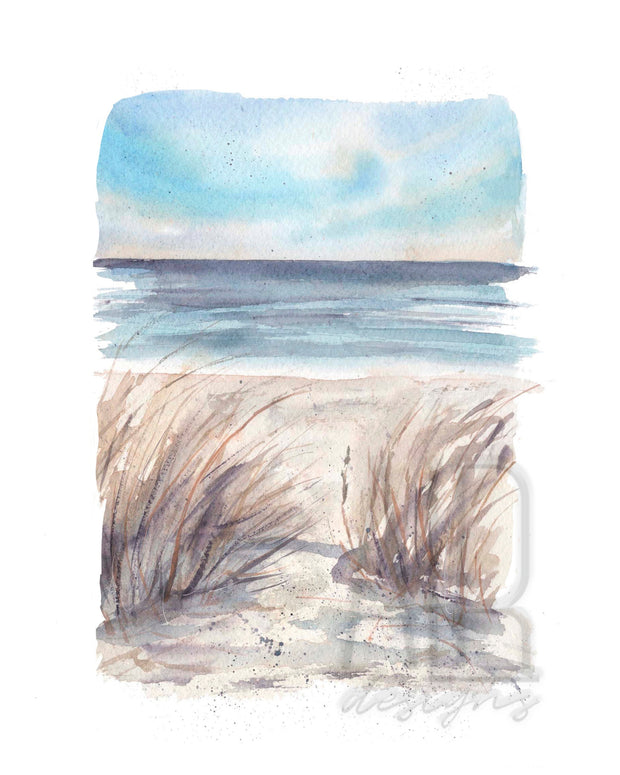 Watercolor Blue Seascape Set,  2 PRINTS, gallery watercolor wall art, home decor, beach art, beach paintings, coastal art, coastal decor