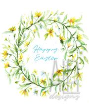 Happy Easter Wreath! 5x7 in. blank greeting card, happy Easter card, Easter art, Easter wreath, spring art, easter decor