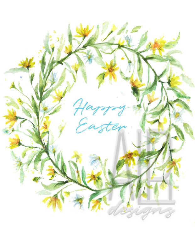 Happy Easter Wreath! 5x7 in. blank greeting card, happy Easter card, Easter art, Easter wreath, spring art, easter decor