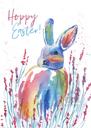 Easter Rainbow Bunny! 5x7 in. TWO VERSIONS, blank greeting card, happy Easter card, easter bunny card, rainbow bunny card, animal card
