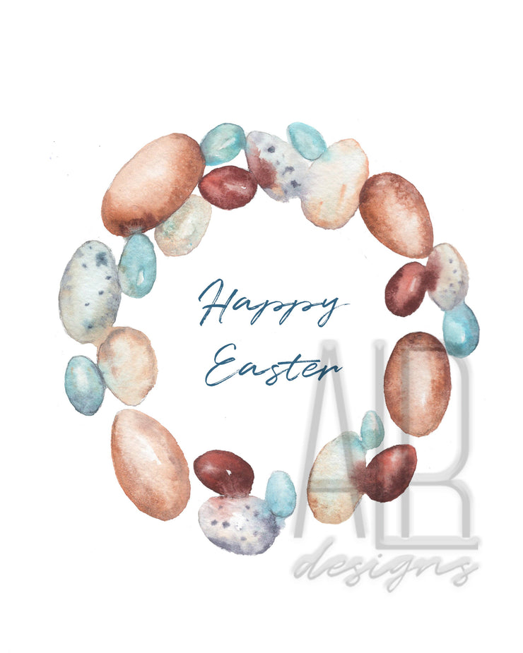 Easter Egg Wreath Print 8x10 & 5x7  watercolor art print,  Easter wall art, Easter decor, Easter decorations, easter farmhouse decor