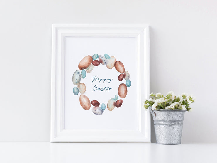 Easter Egg Wreath Print 8x10 & 5x7  watercolor art print,  Easter wall art, Easter decor, Easter decorations, easter farmhouse decor