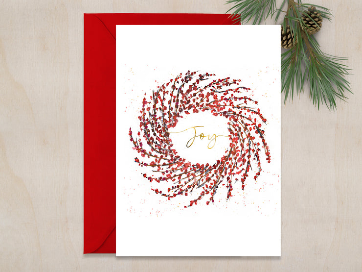 Joy Wreath 5x7 Blank Christmas Greeting Card