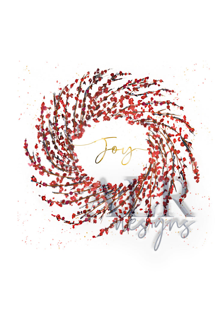 Joy Wreath 5x7 Blank Christmas Greeting Card