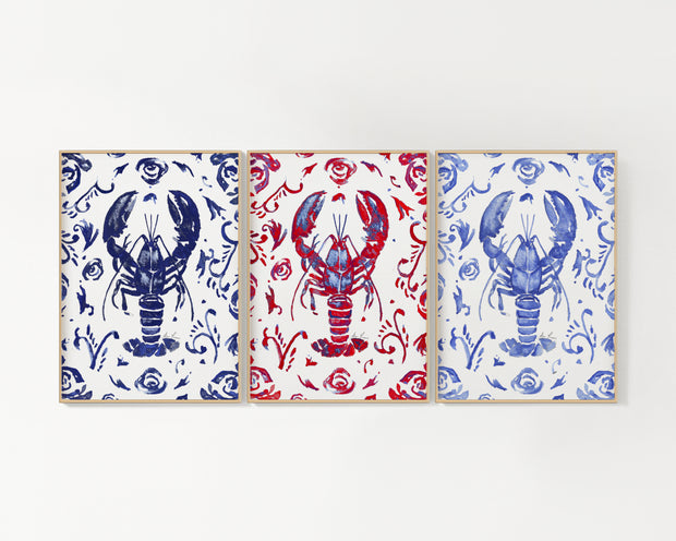 Lobster Trio  8x10 or 5x7 Fine Art Print Set