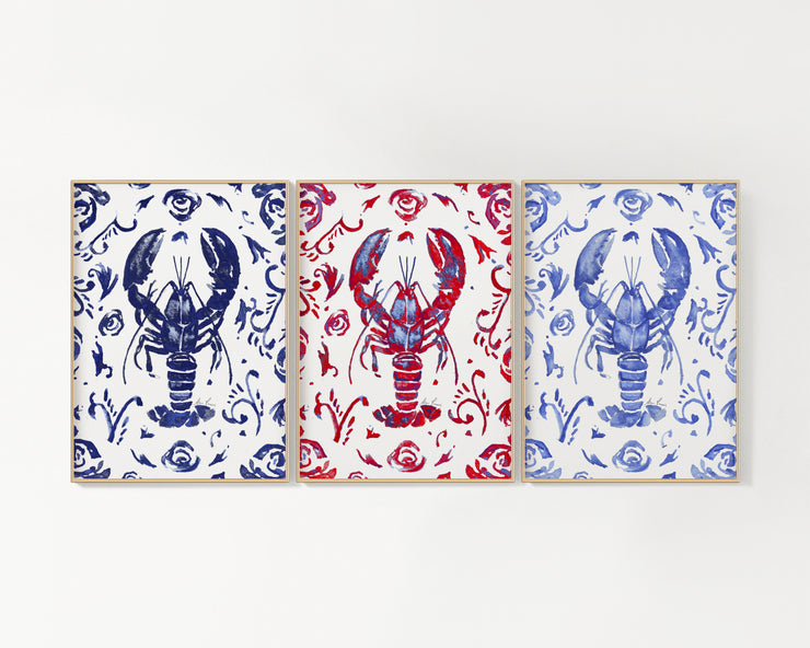 Lobster Trio  8x10 or 5x7 Fine Art Print Set
