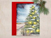Christmas at the Beach 5x7 Blank Christmas Greeting Card
