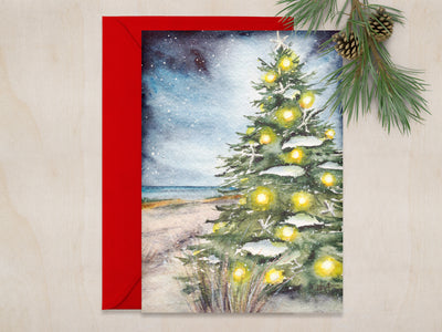 Christmas at the Beach 5x7 Blank Christmas Greeting Card