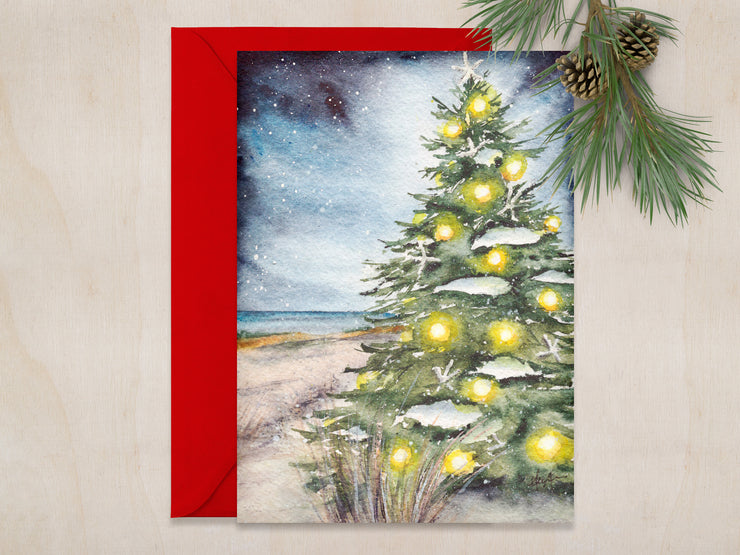 Christmas at the Beach 5x7 Blank Christmas Greeting Card