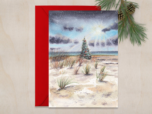 Beach Christmas 5x7 Blank Christmas Greeting Card