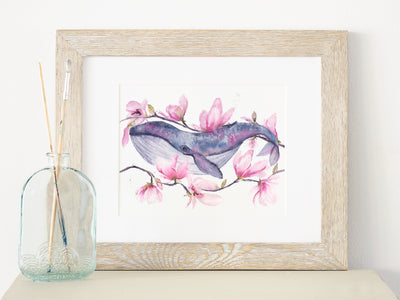Magnolia Whale 8x10 or 5x7 in Fine Art Print
