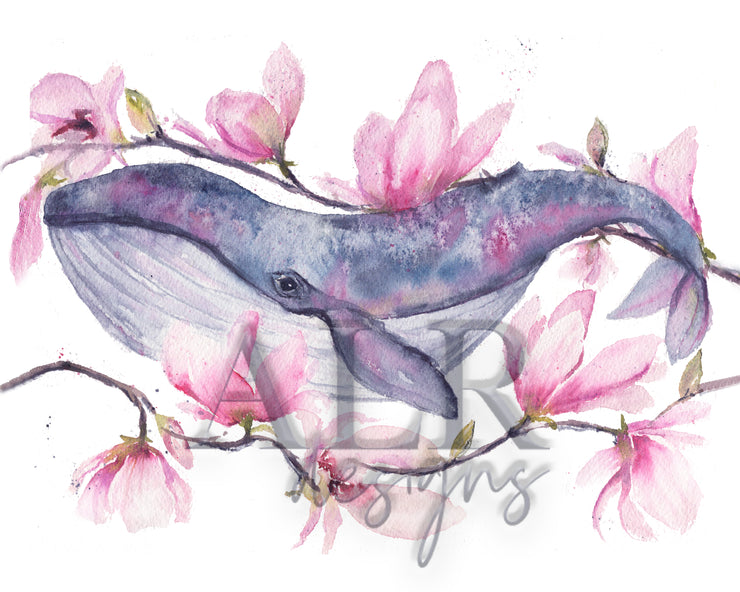 Magnolia Whale 8x10 or 5x7 in Fine Art Print