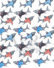 Sharks in Shirts 5x7 or 8x10 Fine Art Print