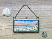 "Afterglow" Mini Original Painting in Hanging Brass Frame