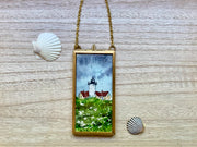"Nobska Light" Mini Original Painting in Hanging Brass Frame