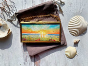 Golden Sunset, Mini Original Painting in Hanging Brass Frame