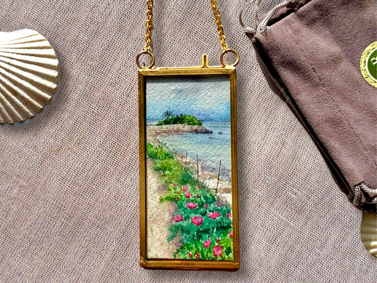 The Knob Mini Original Painting in Hanging Brass Frame