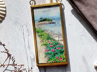 The Knob Mini Original Painting in Hanging Brass Frame