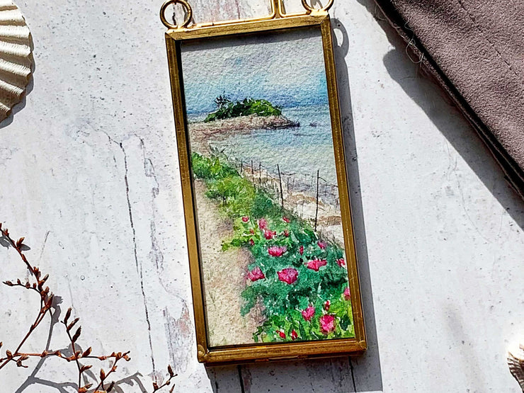 The Knob Mini Original Painting in Hanging Brass Frame