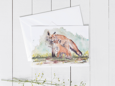 Mama Fox 5x7 Blank Greeting Card