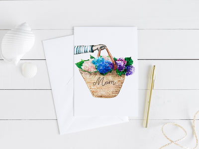 Mom Hydrangea Bag 5x7 Blank Greeting Card