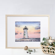 Christmas Sunset Lighthouse 8x10 or 5x7 Fine Art Print