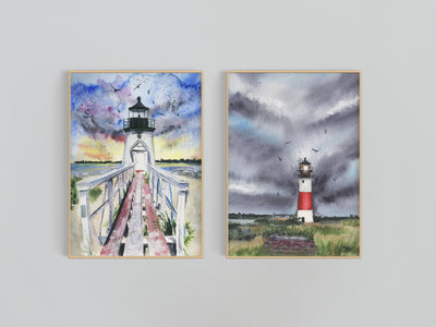 Nantucket Lighthouses, 5x7 or 8x10, Set of 2 Fine Art Prints