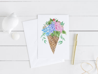 Hydrangea Ice Cream 5x7 Blank Greeting Card
