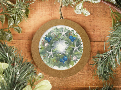 Hand-painted Watercolor "Coastal Wreath" Ornament