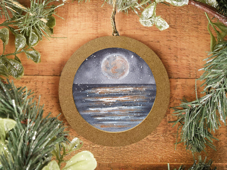 Hand-painted Watercolor "Ocean Moon" Ornament