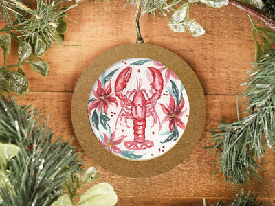 Hand-painted Watercolor "Christmas Lobster" Ornament