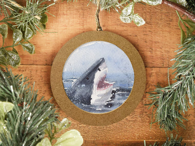 Hand-painted Watercolor "Shark in the Water" Ornament