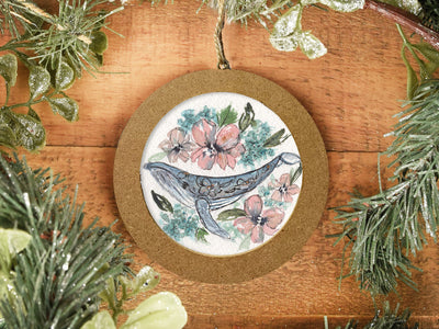 Hand-painted Watercolor "Floral Whale" Ornament