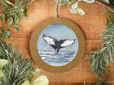 Hand-painted Watercolor "Whale Tail" Ornament