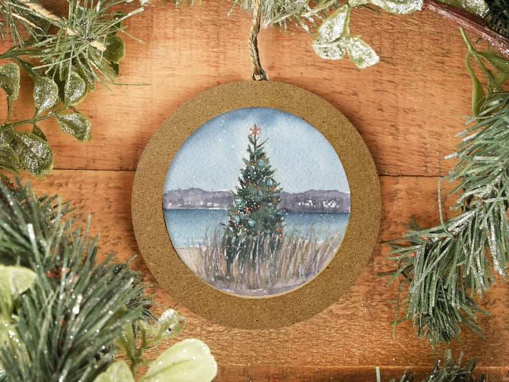 Hand-painted Watercolor "Christmas by the Sea" Ornament
