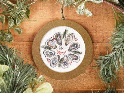 Hand-painted Watercolor "Merry Oyster Wreath" Ornament
