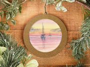 Hand-painted Watercolor "Sunset Sail 2" Ornament