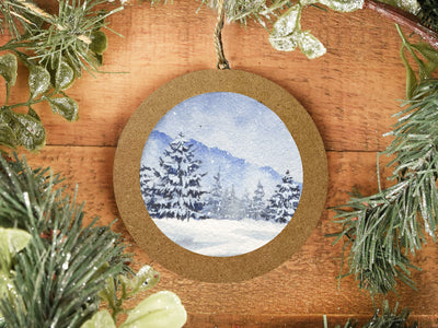 Hand-painted Watercolor "Winter Trees" Ornament