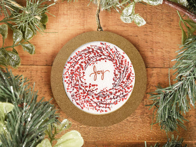 Hand-painted Watercolor "Joy Wreath" Ornament