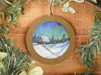 Hand-painted Watercolor "Northern Lights" Ornament