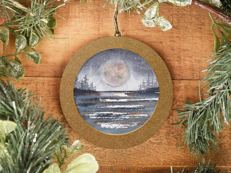 Hand-painted Watercolor "Moon Rising" Ornament