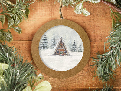 Hand-painted Watercolor "Winter A-Frame" Ornament