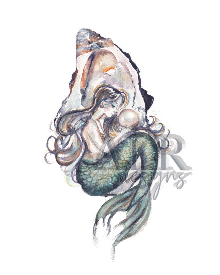 Oyster Mermaid 5x7 or 8x10 Fine Art Print