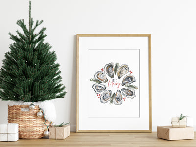 Merry Oyster Wreath 8x10 or 5x7 Fine Art Print