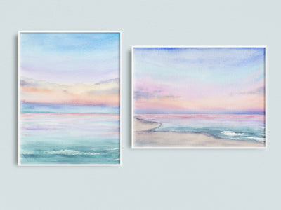 Pastel Waters Print Set- Coastal Wall Art (Set of 2)
